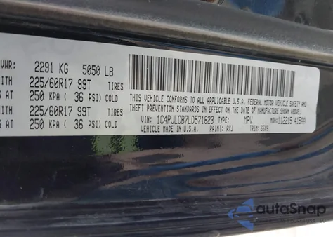 2020 Jeep Cherokee Latitude Fwd z USA, uszkodzony, nr VIN 1C4PJLCB7LD571623